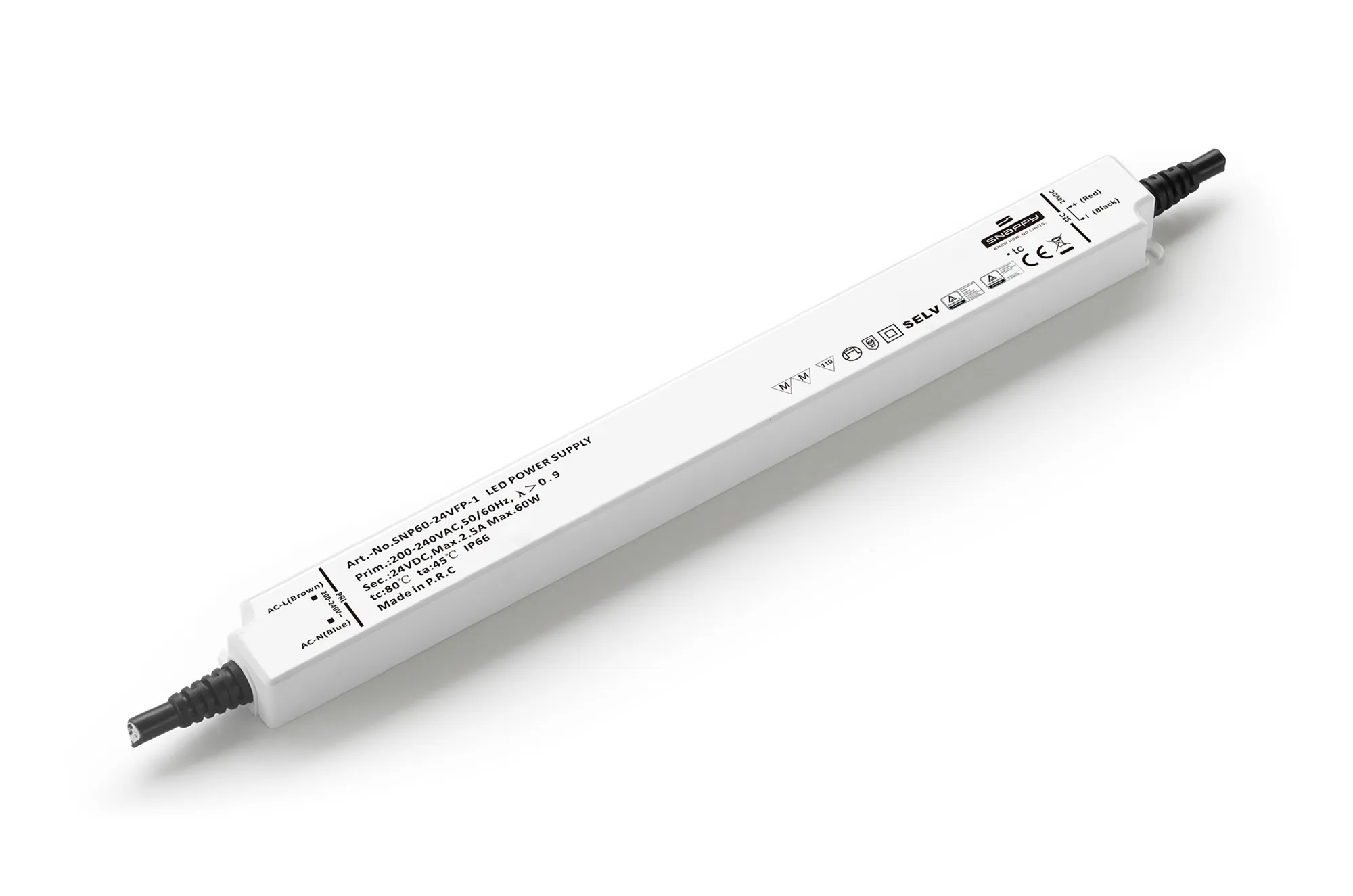 SNP60-24VFP-1  SNP, 60W Constant Voltage Non-Dimmable LED Driver 24VDC 2.5A IP66